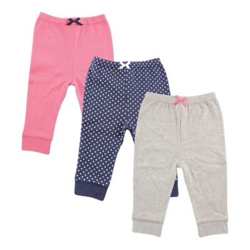 Luvable Friends Basics Infant Baby Everyday Cotton Pants 3-Pack, Ocean Dots, 3-6 Months