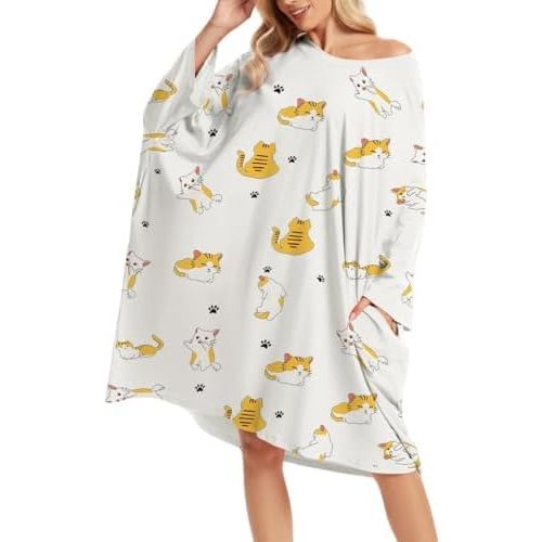 CRIPOM Plus Size Moo Moos for Women Oversized Sleep Shirts for Women Oversized Nightgown with Pocket Fit S-5XL