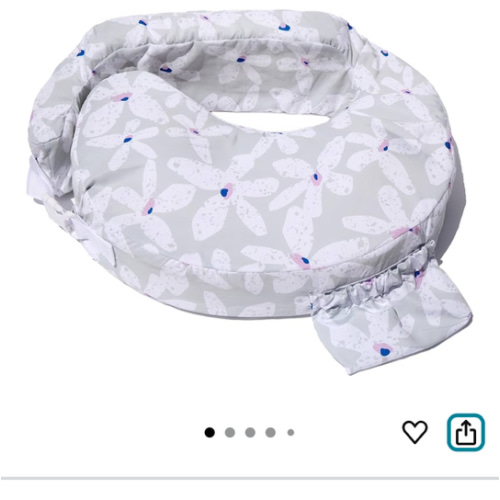 My Brest Friend Original Nursing Pillow Enhanced Ergonomics Essential Breastfeeding Pillow Support for Mom & Baby W/Convenient Side Pocket, Double Straps & Slipcover, Platinum Posies