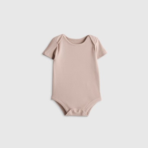 Quince Softest Rib Short Sleeve Bodysuit - Mushroom