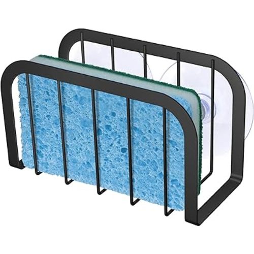 SHFKS Sponge Holder for Kitchen Sink,Kitchen Caddy with Sponge Holder,Dish Soap Holder - Black