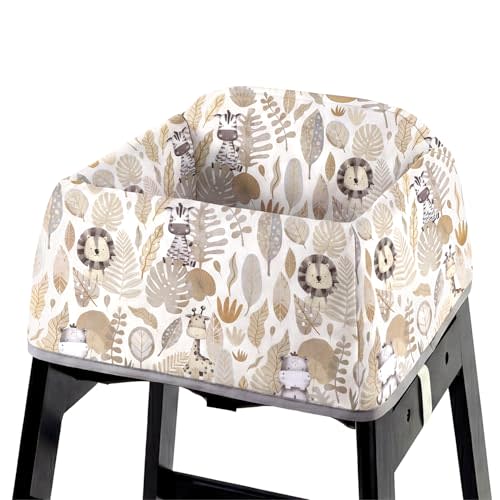 Mamatepe Baby High Chair Cover, Restaurant Seat Liner | Brown | Waterproof Washable with Strap Pads & 2-Point Harness, Universal Fit for Wooden High Chairs