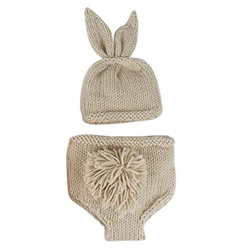 IWEMEK Newborn Baby Boys Girls Easter Outfits Photography Prop Birthday Handmade Crochet Knit Carrot Rabbit Beanie Pants Hat