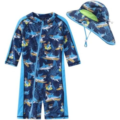0-3 Months Swimsuit + Rashguard with Sun Hat UPF 50+