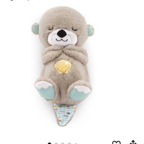 FISHER-PRICE BABY Toy Soothe 'n Snuggle Otter Portable Plush Sound Machine with Music Lights & Breathing Motion for Newborns 0+ Months