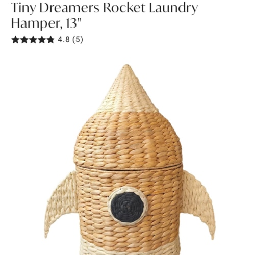 Tiny Dreamers Rocket Laundry Hamper, 13"