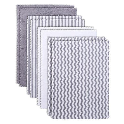 BAMBOO QUEEN 8 Pack Super Soft Baby Burp Cloths, Ultra Absorbent Large Newborn Burping Cloth, Milk Spit Up Rags, Unisex Grey and White, 16 × 12 Inch