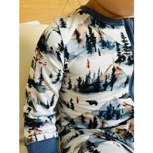 Alaskan Mountains Organic Bamboo Baby Pajamas | Eco-Friendly Bamboo Sleepwear for Babies | Soft Bamboo Baby Pajamas Mountains