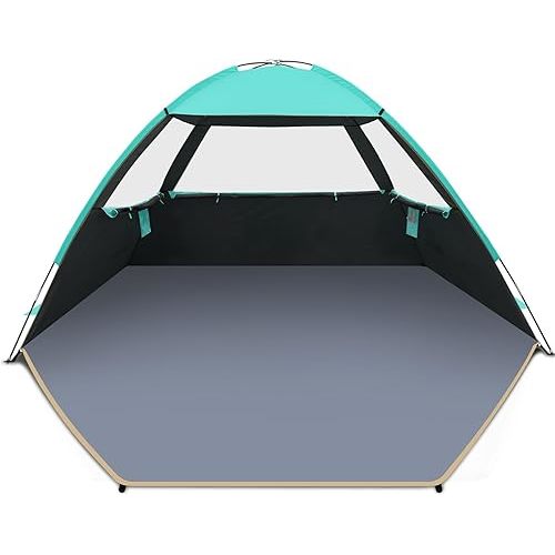 Gorich Beach Tent Sun Shelter for 3/4-5/6-7/8-10 Person with UPF 50＋ UV Protection, Lightweight & Easy Setup Beach Shade Canopy, Portable Beach Shade Tent Beach Cabana