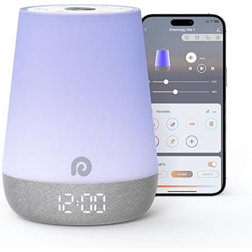 Dreamegg Nite 1 - Baby Sound Machine, Sleep Trainer, Night Light for Kids, Ok to Wake Alarm Clock, 34 Soothing Sounds, App Control, White Noise Sound Machine for Baby Kids Toddler Nursery(Cozy Xmas)