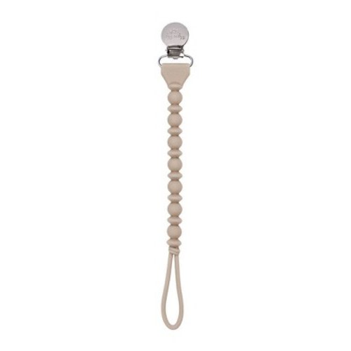 Itzy Ritzy Beaded Pacifier Clip - Universal Fit, Silicone Holder - Toast