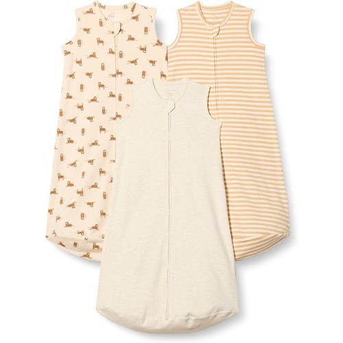 Amazon Essentials Unisex Babies' Cotton Sleep Sack, Wearable Blanket, 0.5 TOG, Pack of 3