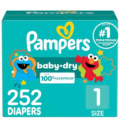 Pampers Baby Dry Diapers, Size 1, 8-14 lbs, 252 Count, Absorbent Disposable Diapers