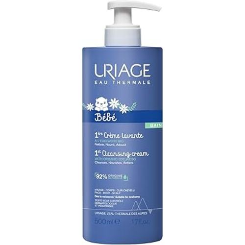 Uriage Baby Body Wash & Scalp With Organic Edelweiss & Shea Butter, Gently Cleanses & Preserves The Hydrolipidic Film, Lovely Scent, Foaming Creamy Texture, Soap-Free, Physiological Ph