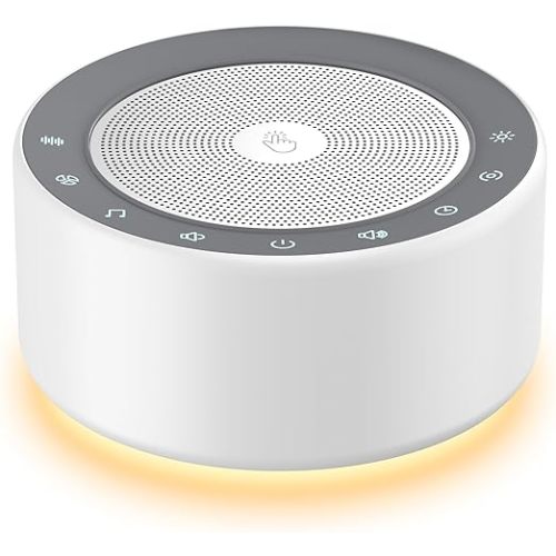 Kipcush White Noise Machine with Night Light – Nursery Sound Machine with Soft Non-Glare Lamp, 30 Soothing Sounds, 8 Color Lights, Up to 8-Hour Timer for Baby & Adults