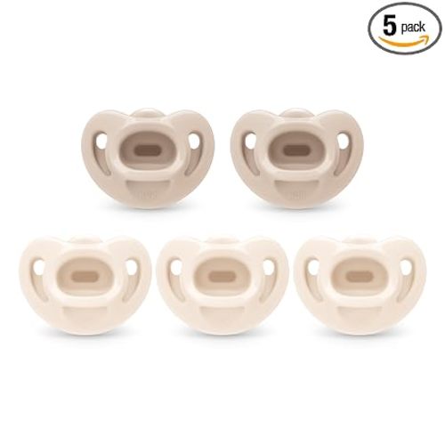 NUK 100% Silicone Comfy Orthodontic Pacifiers, 0-6 Months, Neutral Fashion, Timeless Collection, 5 Count