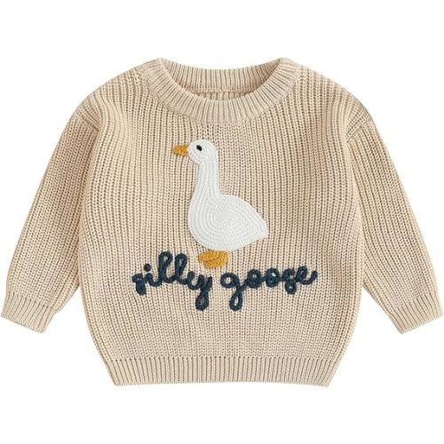 Baby Boy Knit Sweater Silly Goose, Warm Fall/Winter Clothes