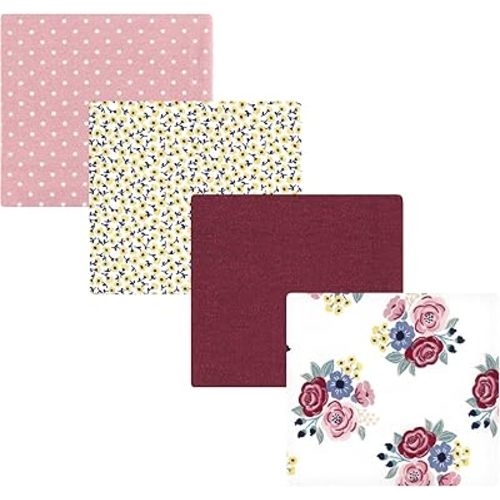 Hudson Baby Unisex Baby Cotton Flannel Receiving Blankets, Blush Navy Floral, One Size