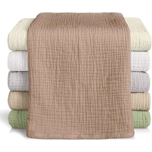 Muslin Baby Wash Cloths 23X23inch,100% Cotton Washcloth Soft Absorbent Versatility Baby Towels for Baby Girl Boy 6Packs (Neutral)