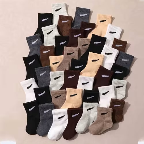 20 pairs random solid color casual calf socks infants - Temu