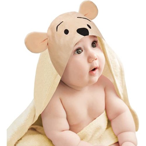 Lambs & Ivy Disney Stitch Luxury Blue Cotton Terry Hooded Baby Bath Towel