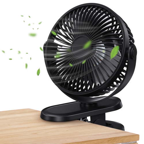 Zsiparty Clip on Fan, 4-Speed Rechargeable USB Desk Fan with Night Light, 6 " 4000mAh 720° Rotation Outdoor Portable Fan for Travel