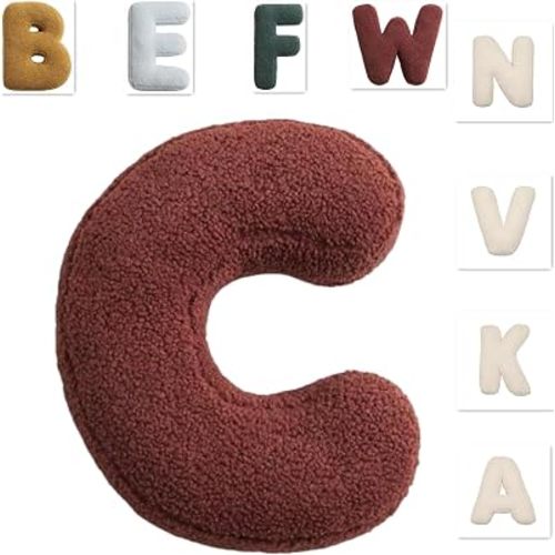 Letter Pillows,Monogram Pillow,Cute Soft Plush Letter Decorative Pillows Alphabet Throw Pillows Cushion for Living Room Sofa Couch Bed Car Decoration (C-2)