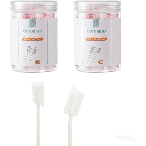 60 Count Baby Tongue Cleaner Gauze,Diisposablebaby Gum Cleaning Gauze,Gentle Infant Toothbrush Oral Cleaning Stick,Baby Toothbrush Disposable Infant