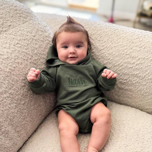 Baby Boy Spring Clothing Embroidered Sweatshirt Hoodie Bubble Romper, Custom Name Baby Bubble Sweatshirt for Baby shower gift, baby boy gift