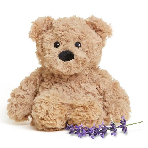 warmies Junior Microwavable & Weighted Stuffed Animals, Brown Curly Bear - Heated Stuffed Animal Plushie for Warmth & Comfort - Soft Plush Toys for Adults & Children (Boys, Girls, Babies & Toddlers)