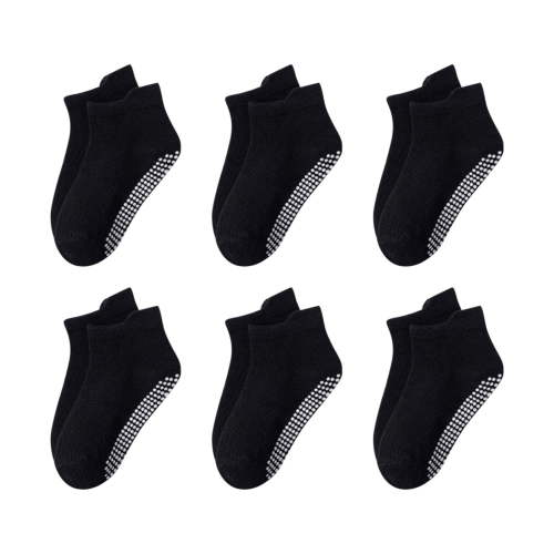 Jgppe 6 Pairs Baby Non Slip Socks with Grippers Cotton Toddler Ankle Socks Crew Socks for 0-5 Years