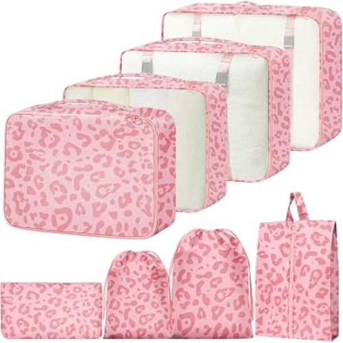 Packing Cubes for Travel - 8 Set Luggage Organizer Bags for Family, Mesh Breathable Packing Cubes for Suitcases Durable Travel Essentials Bags Set