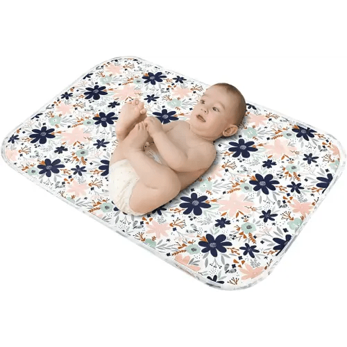 Baby Diaper Changing Pad, 21 5/8" x 31.5" Waterproof Changing Pad Liners - Reusable Soft and Absorbent Portable Changing Mat(Floral1PCS)