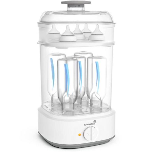 GROWNSY Bottle Sterilizer, Baby Bottle Steam Sterilizer, Electric Baby Bottle Sanitizer with Timer for Baby Bottles, Pacifiers, Pump Parts