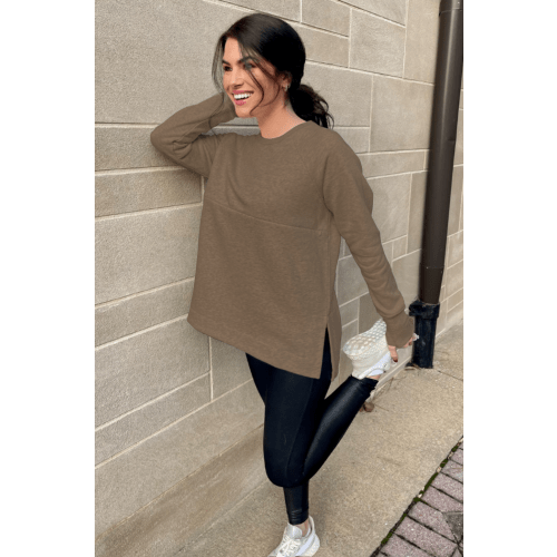 Yoga Nursing Tunic Sweatshirt- Brown