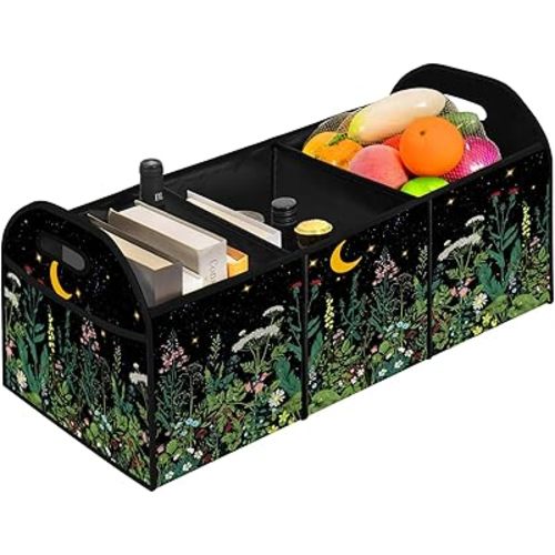 WildFlower 50L Waterproof Polyester Trunk Organizer Car Storage MultiCompartment Large Capacity Poket