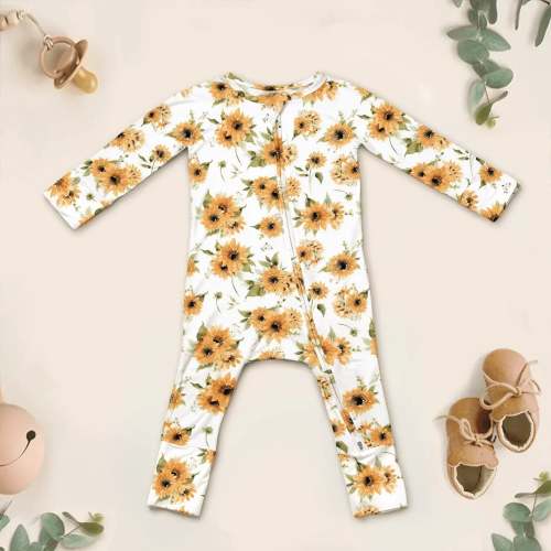 Savannah's Sunflowers Bamboo Convertible Zippered Romper – Zumbamboo