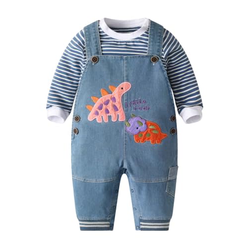 LvYinLi Cute Baby Boy Clothes Suit Toddler Boys' Striped long Sleeve T-Shirt+Denim Overalls Jumpsuit Pants Outfits Sets
