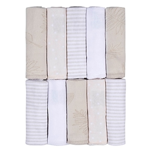 Just Born® 10-Pack Floral Washcloths in Gray
