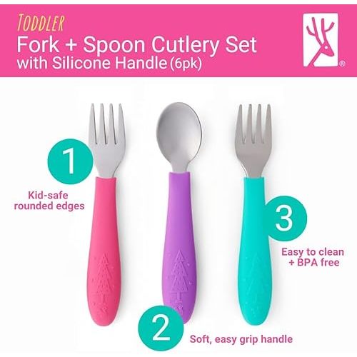 Elk and Friends Kids Silverware with Silicone Handle