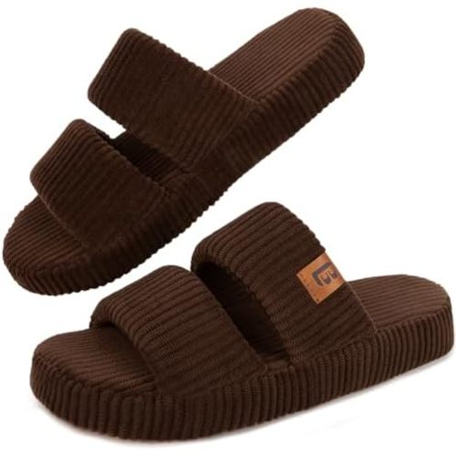 LongBay Slippers for Women Memory Foam Open Toe Slide Indoor House Shoes Slip On Bedroom Comfy Gift