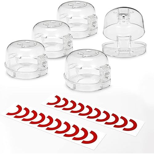 Stove Knob Covers for Child Safety 5 Packs Babepai Upgraded Double-Key Design Universal Size Baby Safety Gas Oven Knob Covers Stove Guard Kid Proofing
