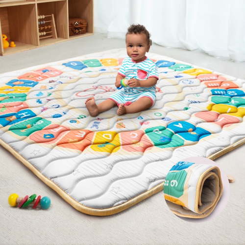 Beavtaens Baby Play Mat for Floor, Foam 50"x50"x1" Playpen Mat, Thickened & Non-Slip, for Ages 0-4
