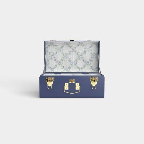 Mini Trunk - Navy - Timeless Trellis / Embroidery