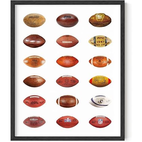 HAUS AND HUES Sports Room Decor for Boys Bedroom - Basketball and Football Decor for Teens, Cool Sports Poster for Game Room (Football, 8x10, Black Frame)