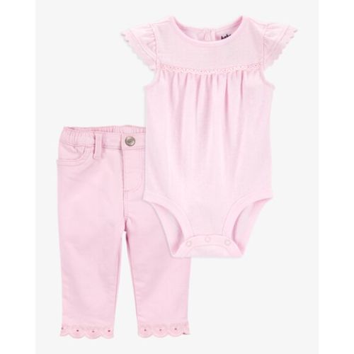 Baby 2-Piece Pointelle Bodysuit & Embroidered Hem Pants Set - OshKosh B'gosh | Carter's