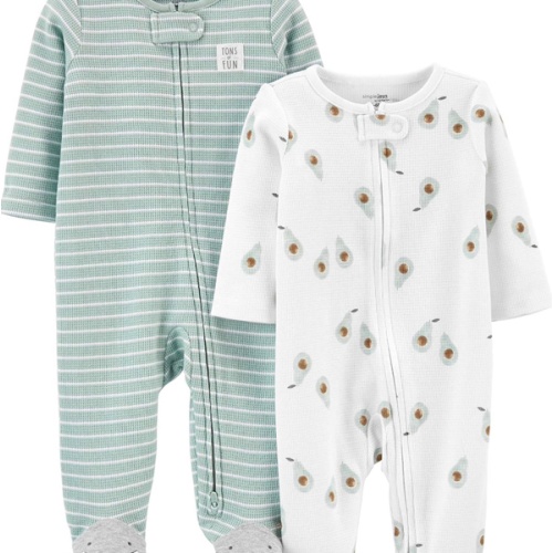 Simple Joys by Carter's Unisex Baby 2-way Zip Thermal Footed Sleep and Play, Pack of 2
