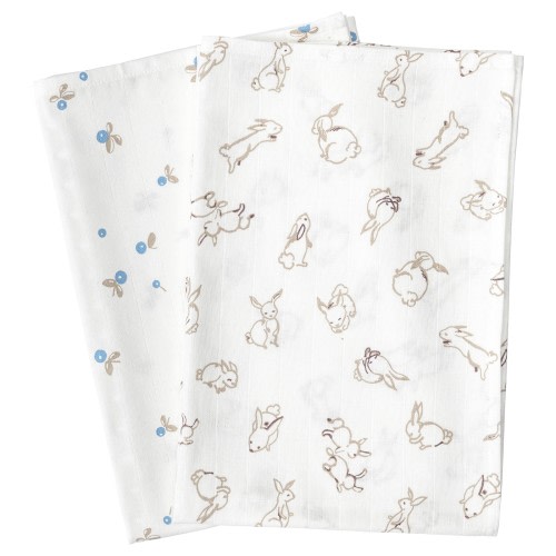 RÖDHAKE Burp cloth, rabbits/blueberries pattern, white, 28x28" - IKEA
