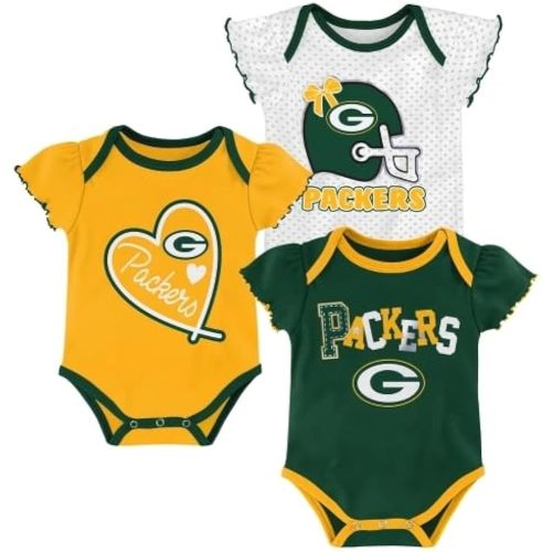 Outerstuff NFL Teams Newborn Baby and Infant Short Sleeve Bodysuit 3-Pack (0-18M)