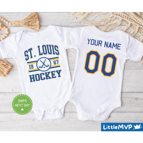 St. Louis Hockey Onesie® - Personalized Hockey Bodysuit - Cute Hockey Onesie® - St. Louis Baby Shower